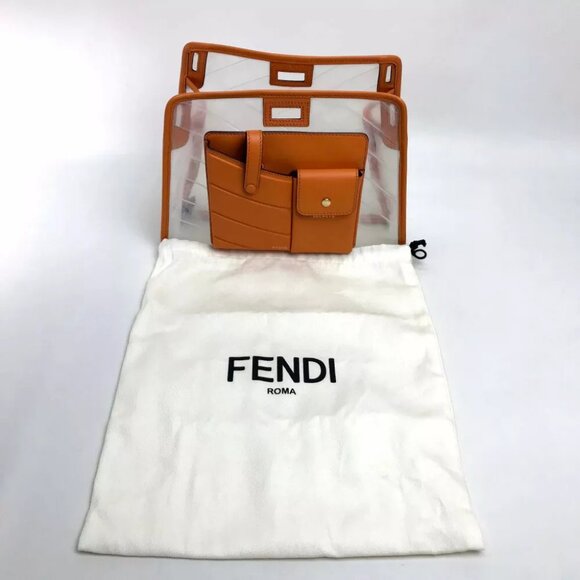 FENDI Customization Small Peekaboo Defender Tote Bag Hand Bag Orange - Picture 10 of 10